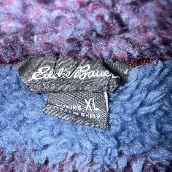 Eddie Bauer Pullover Womens XL Sherpa Fuzzy Plaid Checkered Half Zip Cozy Sweate - Picture 5 of 8